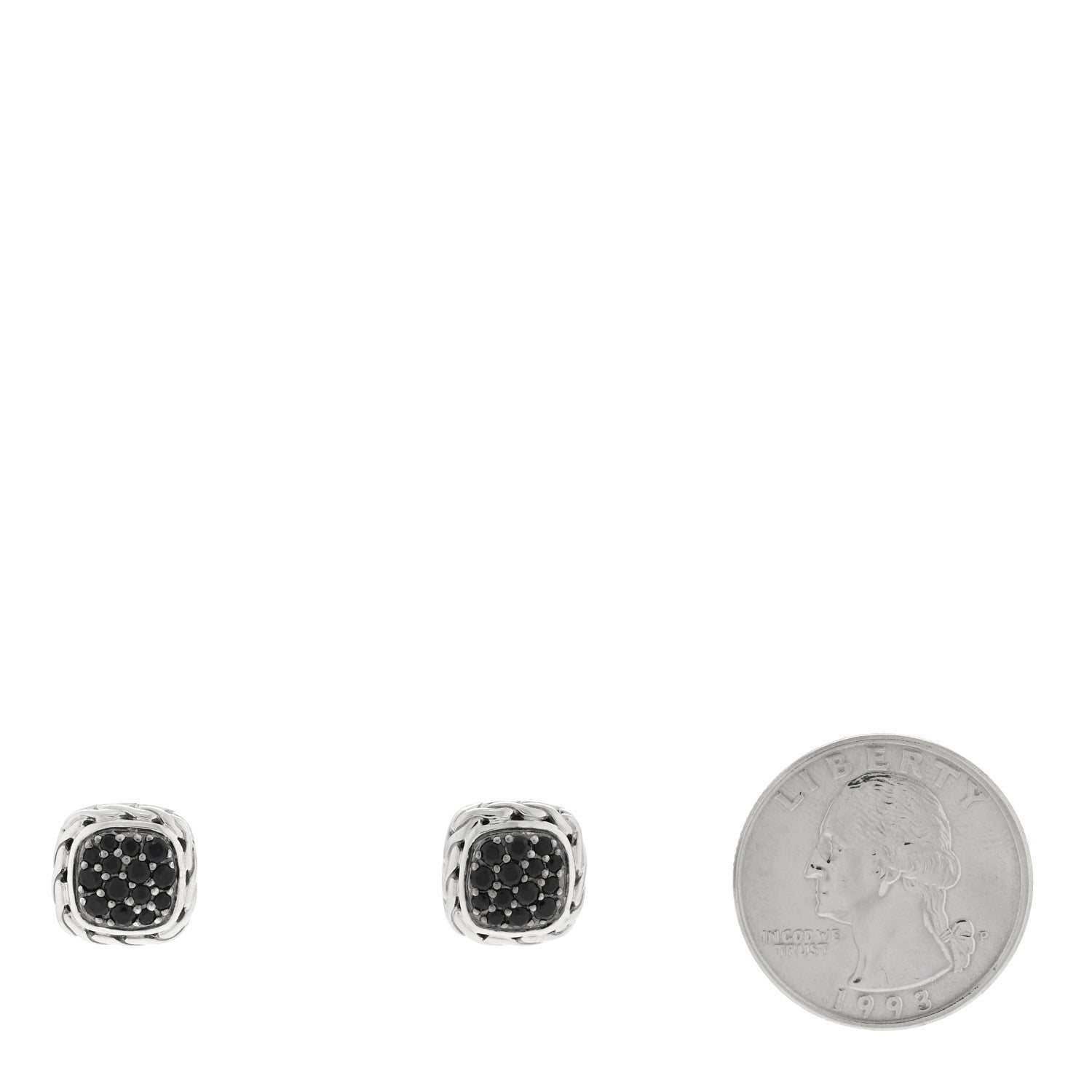 John Hardy Sterling Silver Black Sapphire Classic Chain Square Earrings 2 of 4