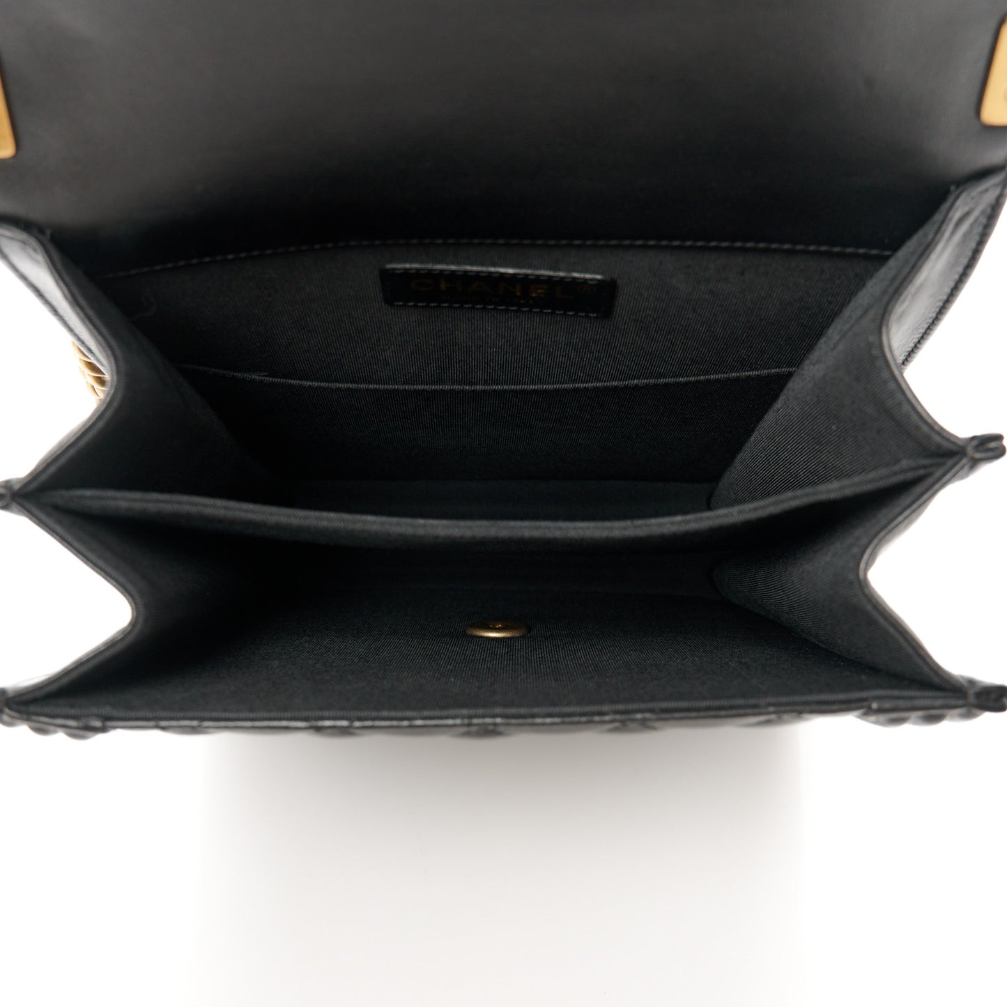 Calfskin Quilted North South Boy Flap Black