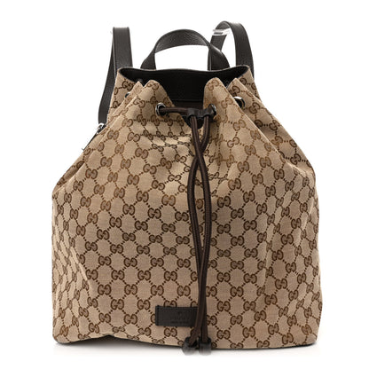 Gucci Monogram Dollar Calfskin O Drawstring Backpack Beige Ebony Testa di Moro Dark Chocolate 1 of 10