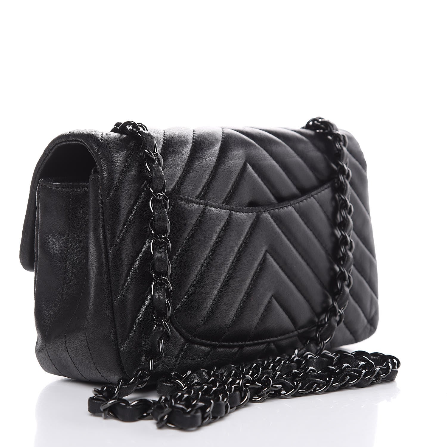 Chanel Lambskin Chevron Quilted Mini Rectangular Flap So Black 3 of 22