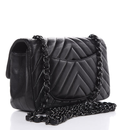 Chanel Lambskin Chevron Quilted Mini Rectangular Flap So Black 3 of 22