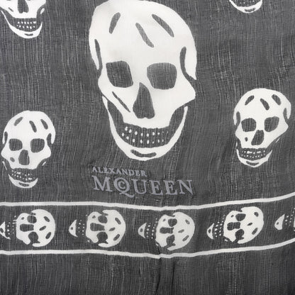Alexander McQueen Silk Chiffon Skull Scarf Black Ivory 2 of 3