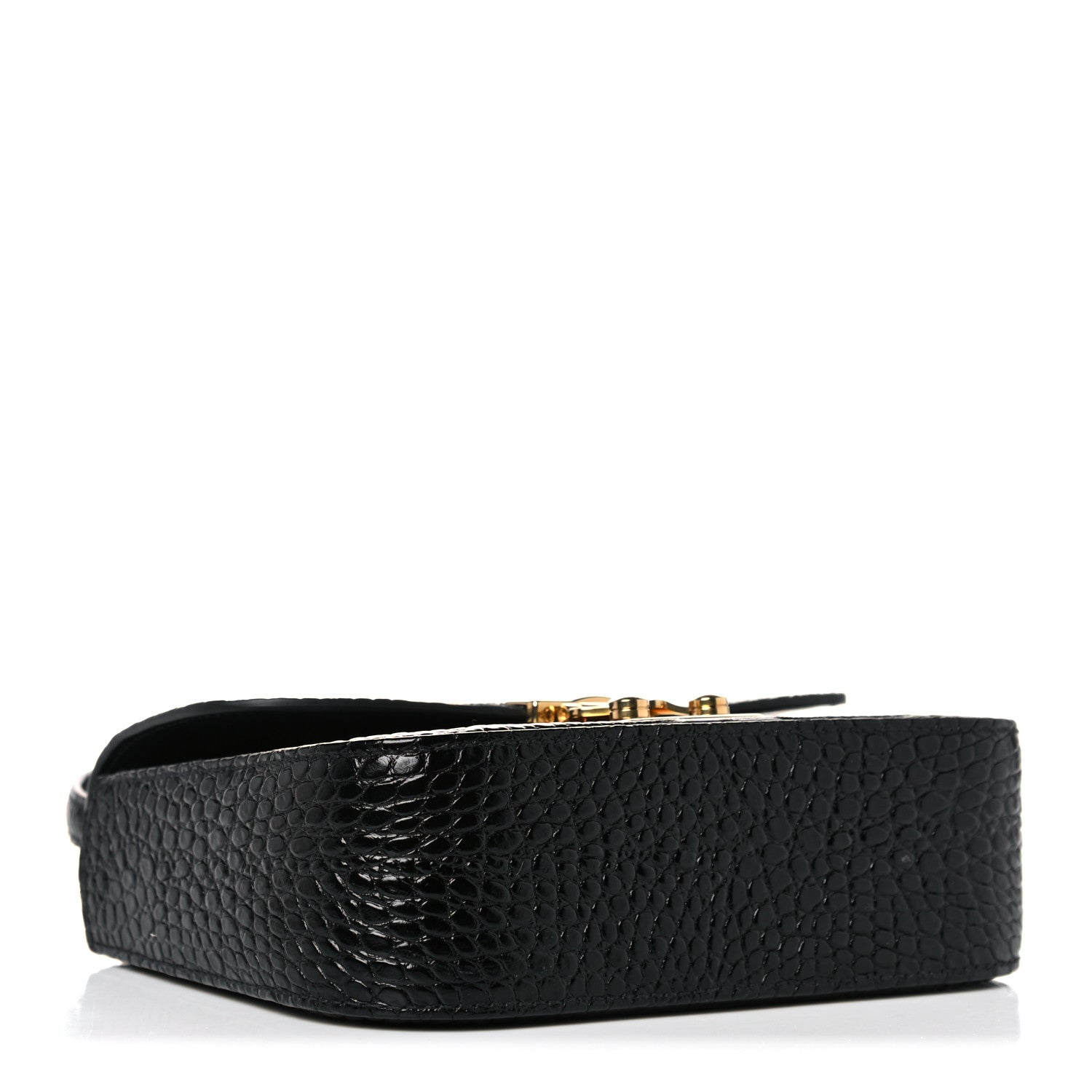Miu Miu Crocodile Print Calfskin Top Handle Bag Black 4 of 10