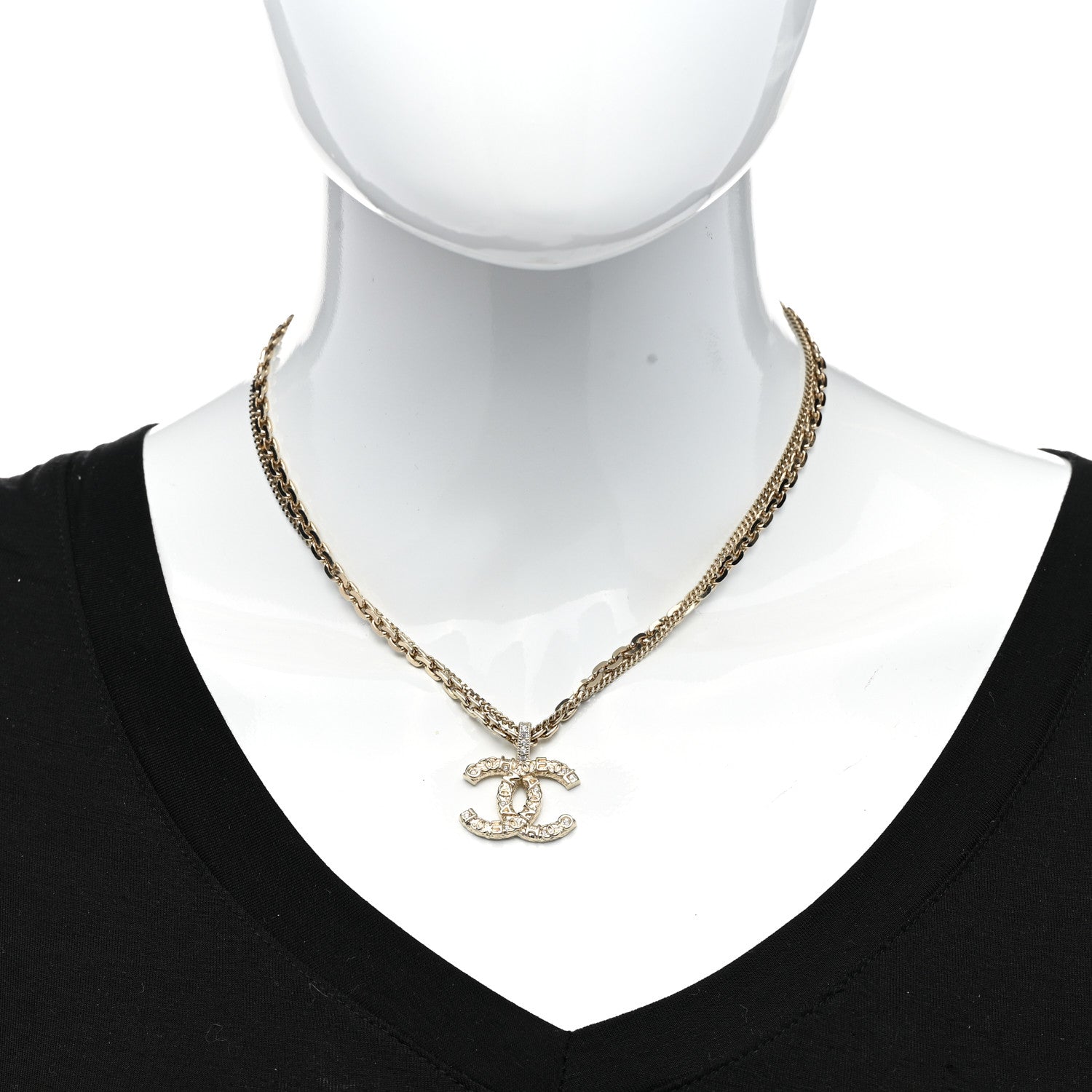 Chanel Crystal CC Multi Strand Chain Necklace Gold 2 of 5