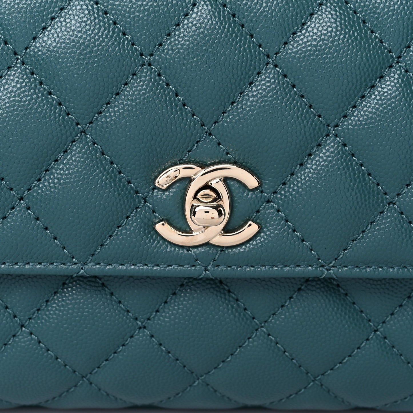 Caviar Quilted Mini Coco Handle Flap Green
