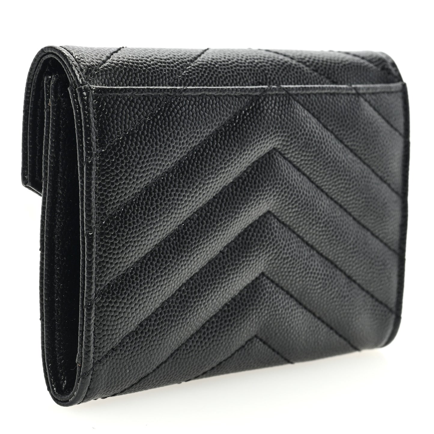 Grain De Poudre Matelasse Chevron Small Monogram Envelope Wallet Black