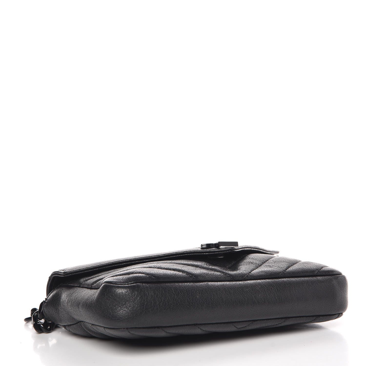 Saint Laurent Sheepskin Matelasse Chevron Monogram College Chain Wallet Black 4 of 9
