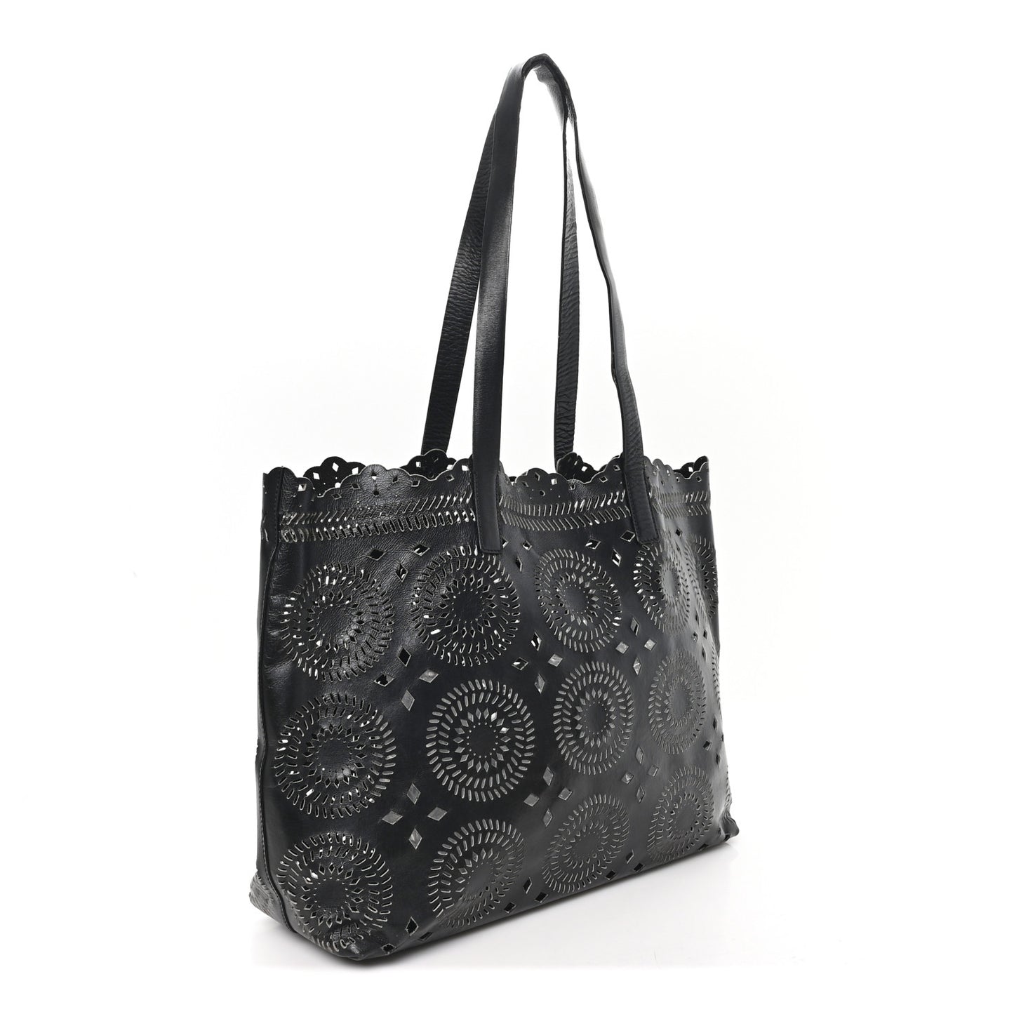City Calf Laser Cut Tote Black