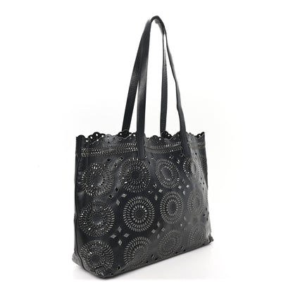 Prada City Calf Laser Cut Tote Black 4 of 12