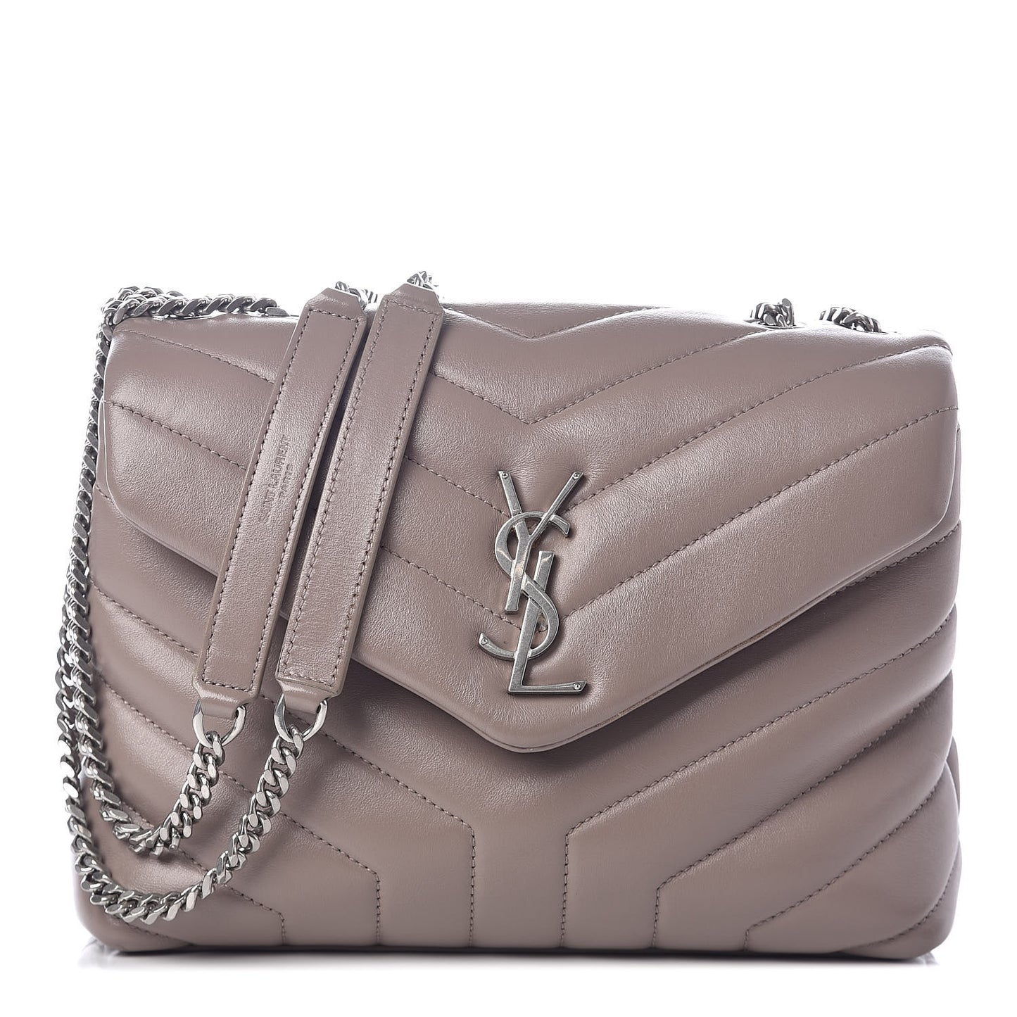 Calfskin Y Quilted Monogram Small Loulou Chain Satchel Taupe Sable