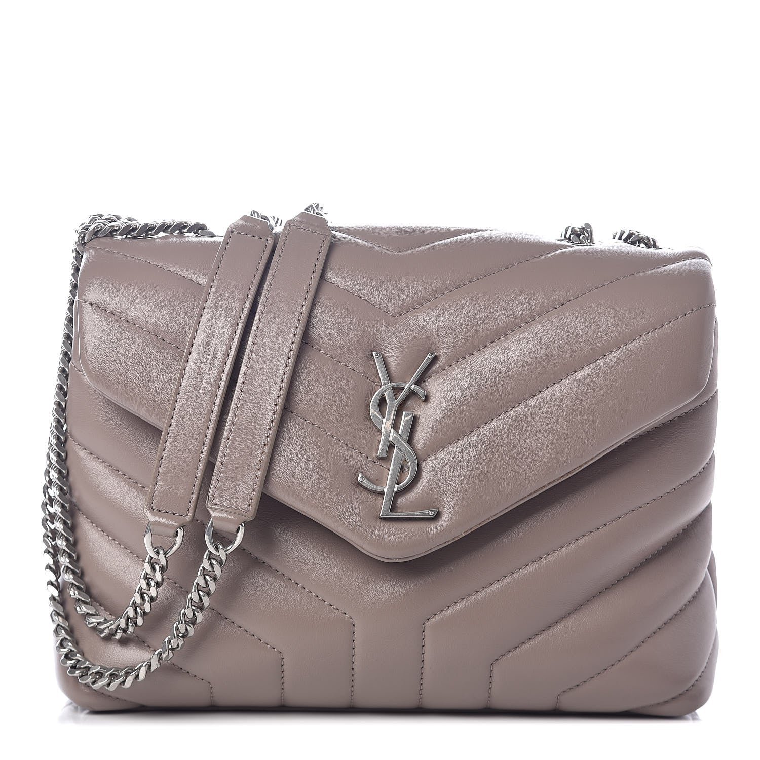Saint Laurent Calfskin Y Quilted Monogram Small Loulou Chain Satchel Taupe Sable 1 of 9