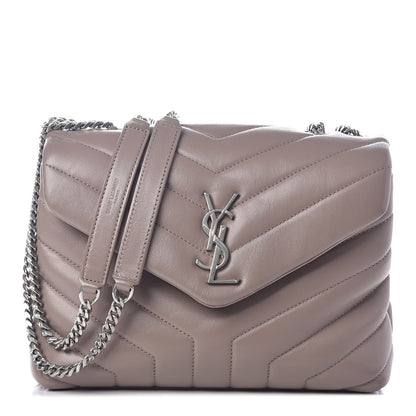 Saint Laurent Calfskin Y Quilted Monogram Small Loulou Chain Satchel Taupe Sable 1 of 9