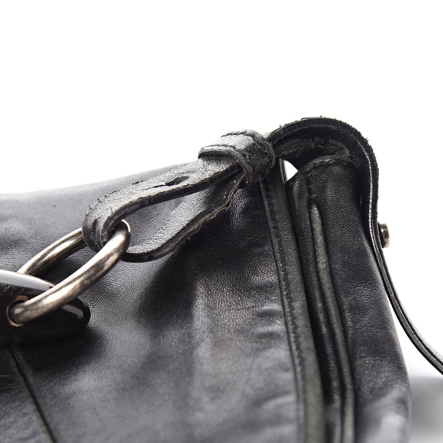 Lambskin Horn Messenger Bag Black