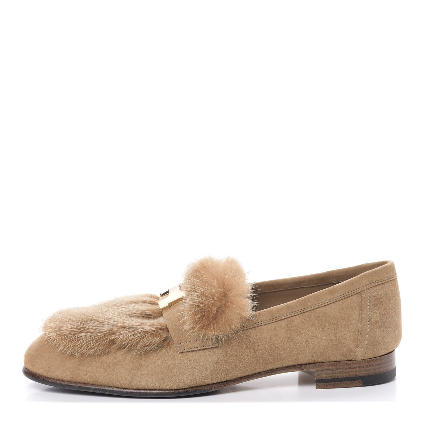 Mink Fur Suede Goatskin Paris Loafers 36 Marron Havane