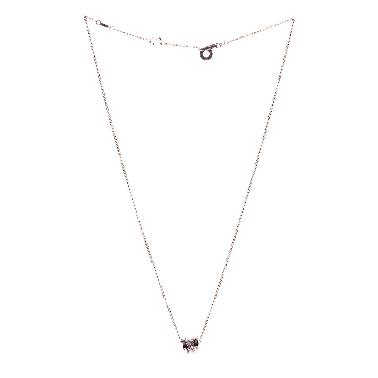 18K Rose Gold Diamond Small B.Zero1 Pave Pendant Necklace
