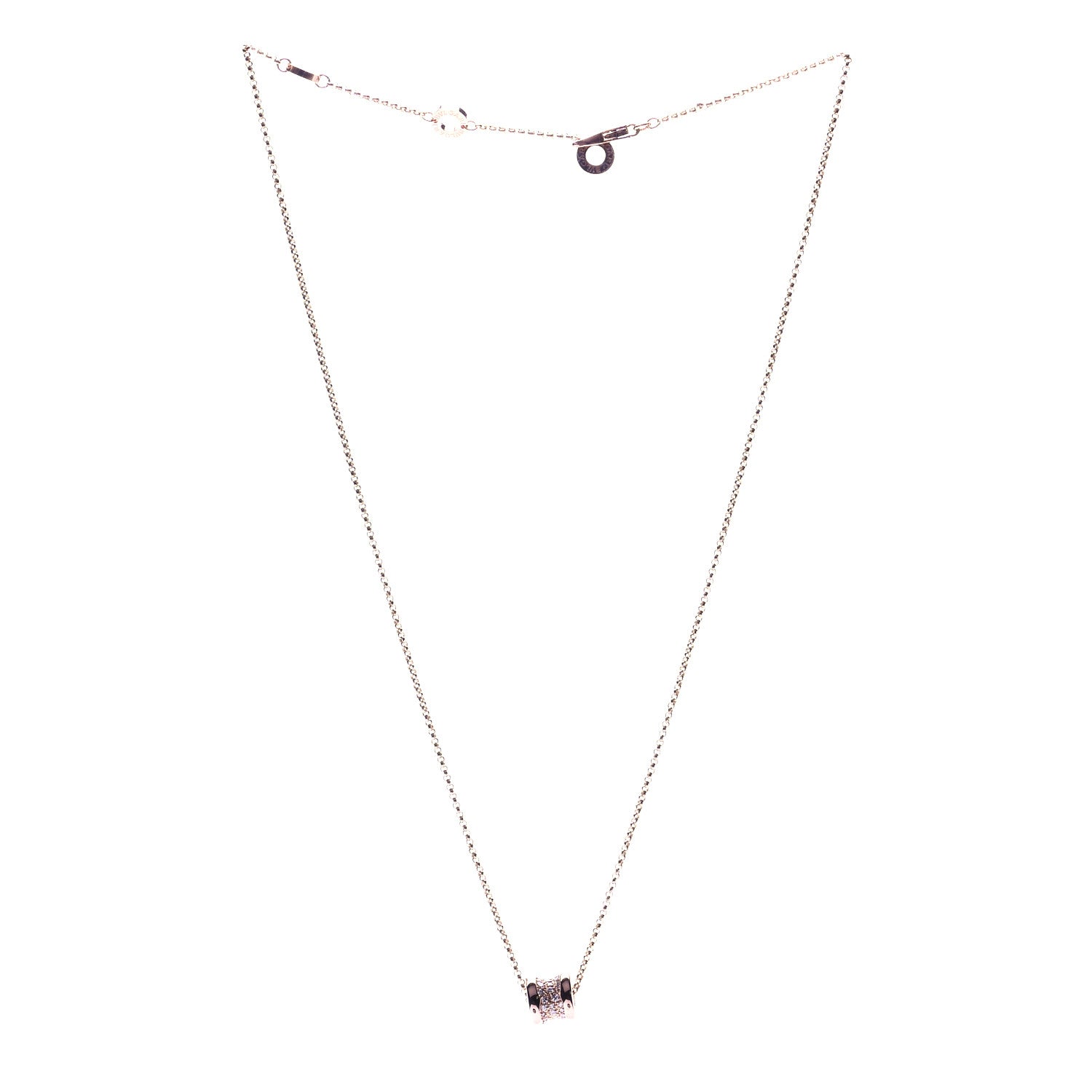 Bulgari 18K Rose Gold Diamond Small B.Zero1 Pave Pendant Necklace 3 of 8