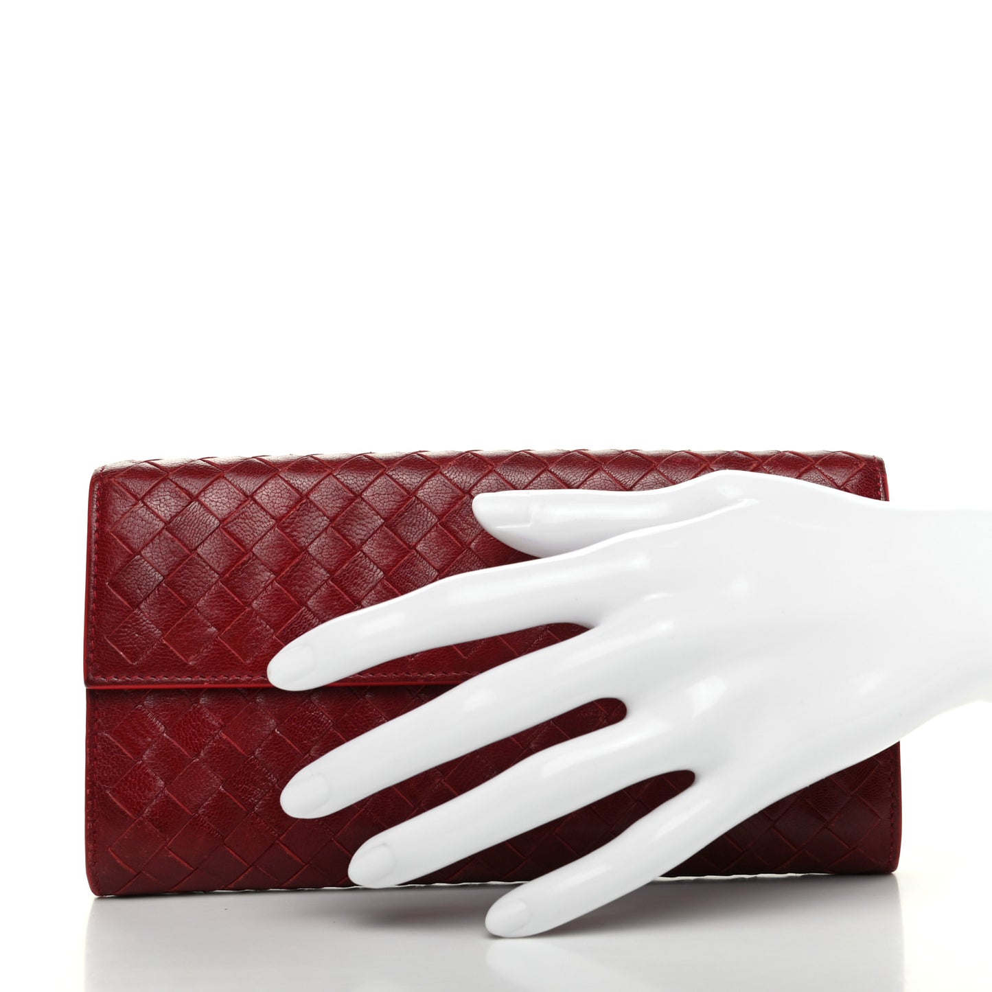 Nappa Intrecciato Continental Flap Wallet Cassis