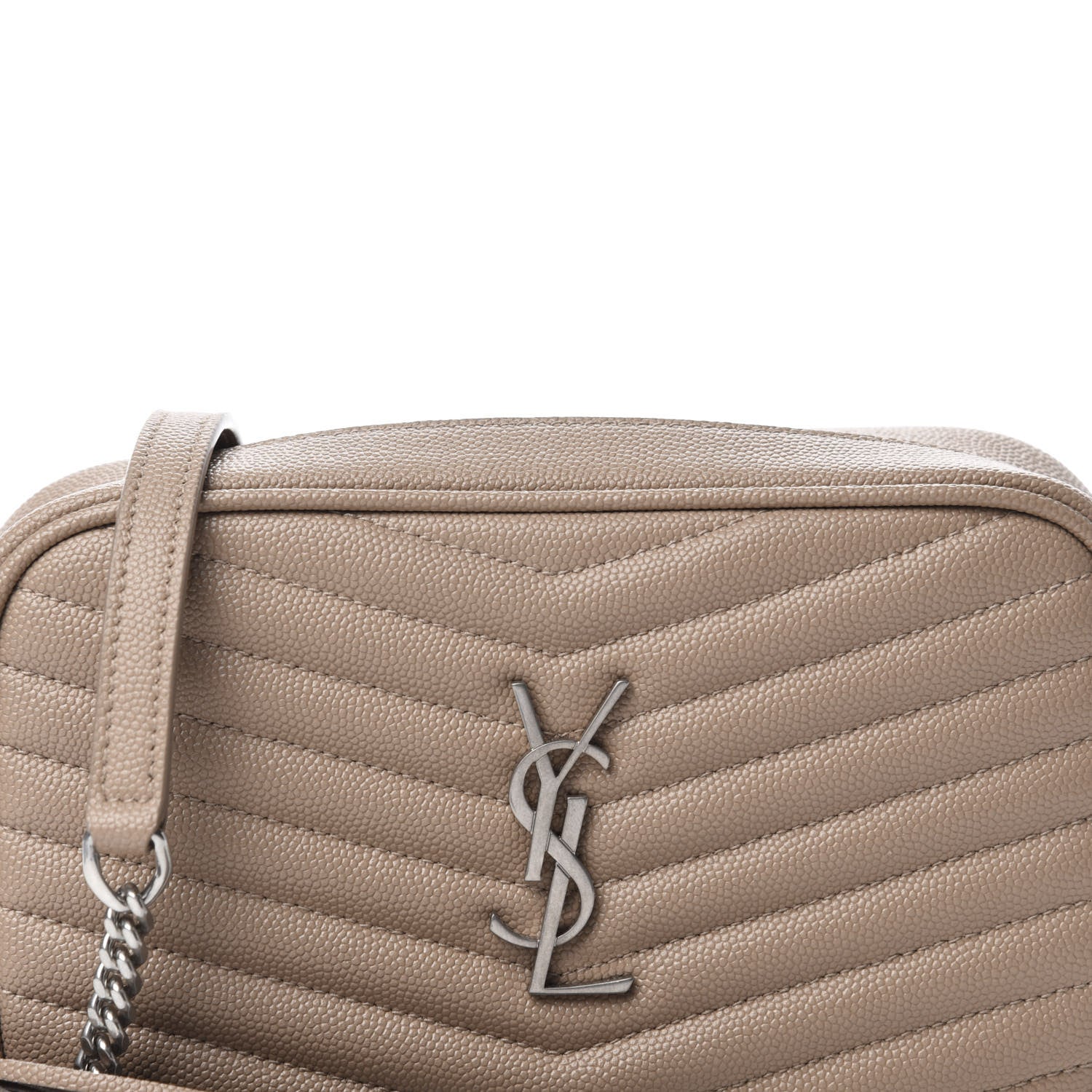 Saint Laurent Grain De Poudre Matelasse Monogram Mini Lou Camera Bag Dark Beige 10 of 11