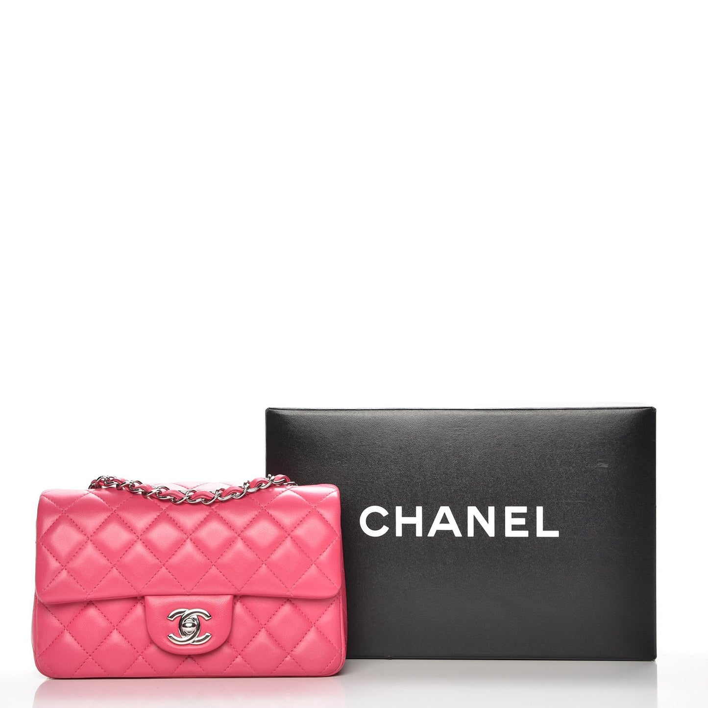 Lambskin Quilted Mini Rectangular Flap Dark Pink