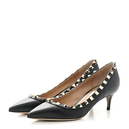 Valentino Garavani Pebbled Calfskin Rockstud 50mm Pumps 35 Black 3 of 10