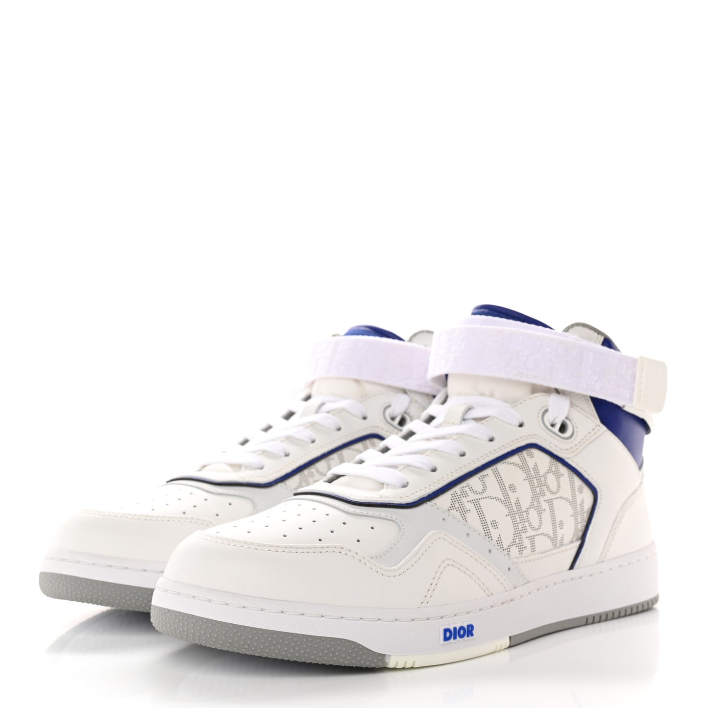 Smooth Calfskin Oblique Galaxy Perforated Mens B27 Mid Top Sneakers 44 White Blue