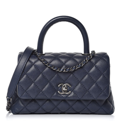 Chanel Caviar Quilted Mini Coco Handle Flap Navy Blue 1 of 9