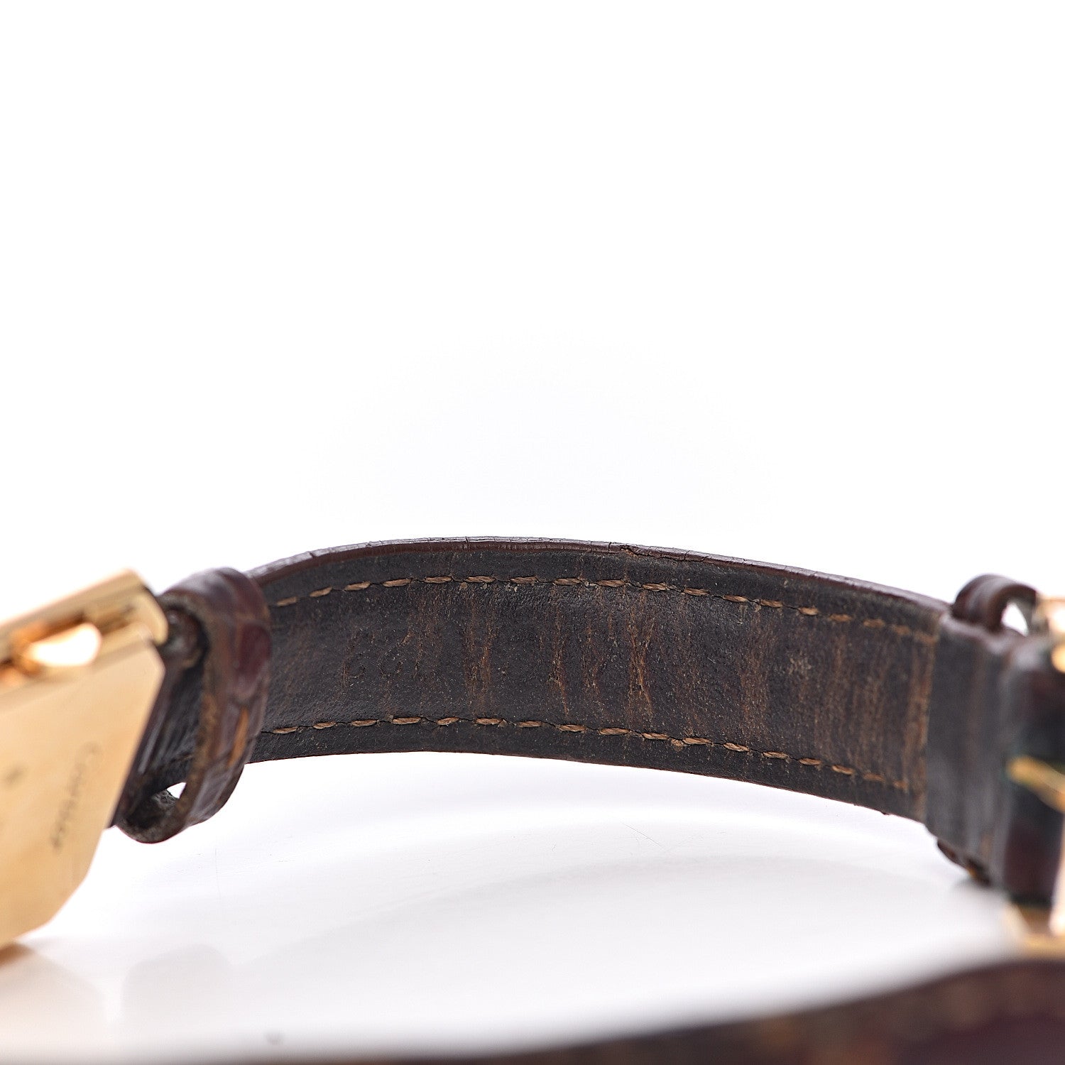 Cartier 18K Yellow Gold Alligator 20mm Ceinture Octagonal Quartz Watch Brown 12 of 12