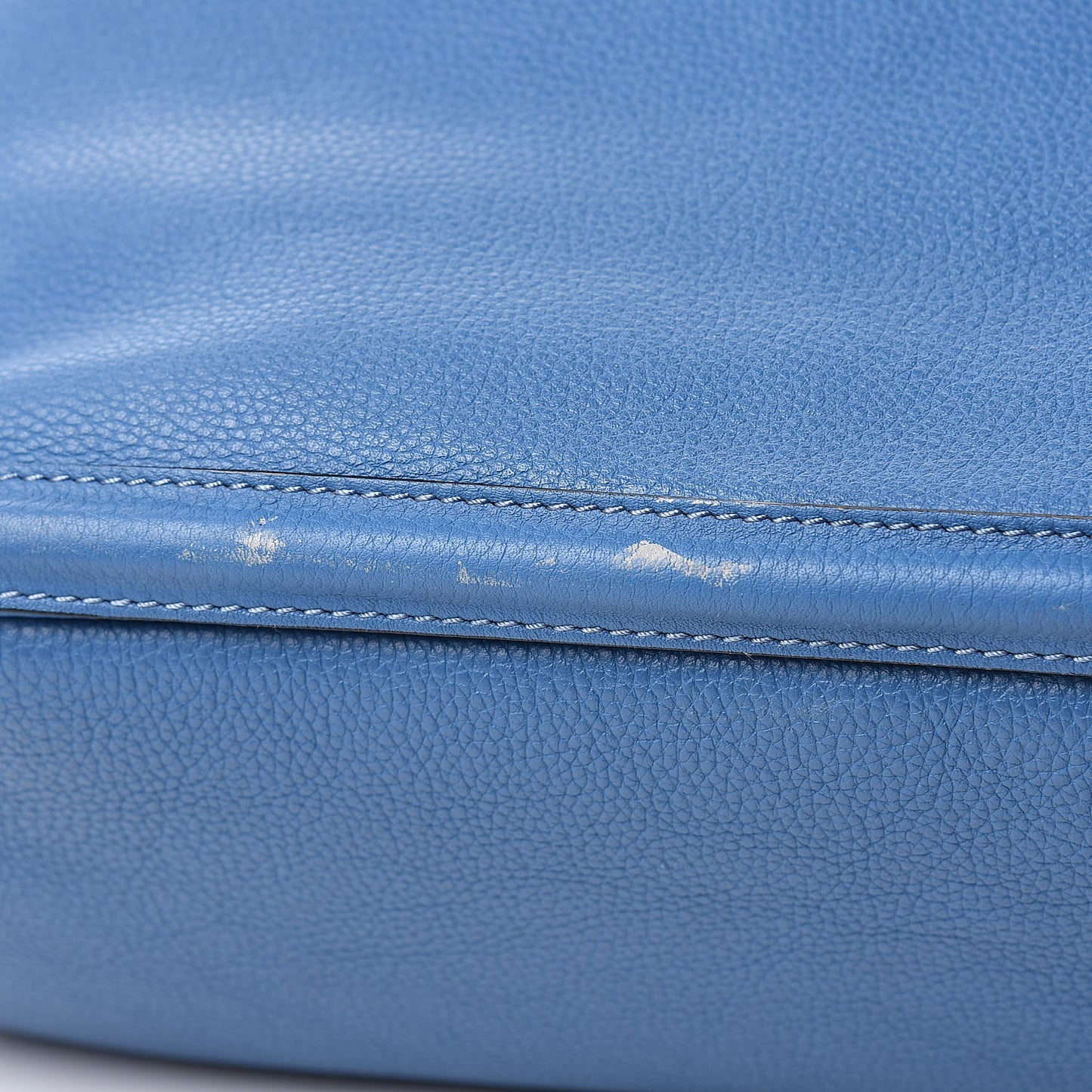 Pebbled Calfskin Skull Padlock Tote Blue