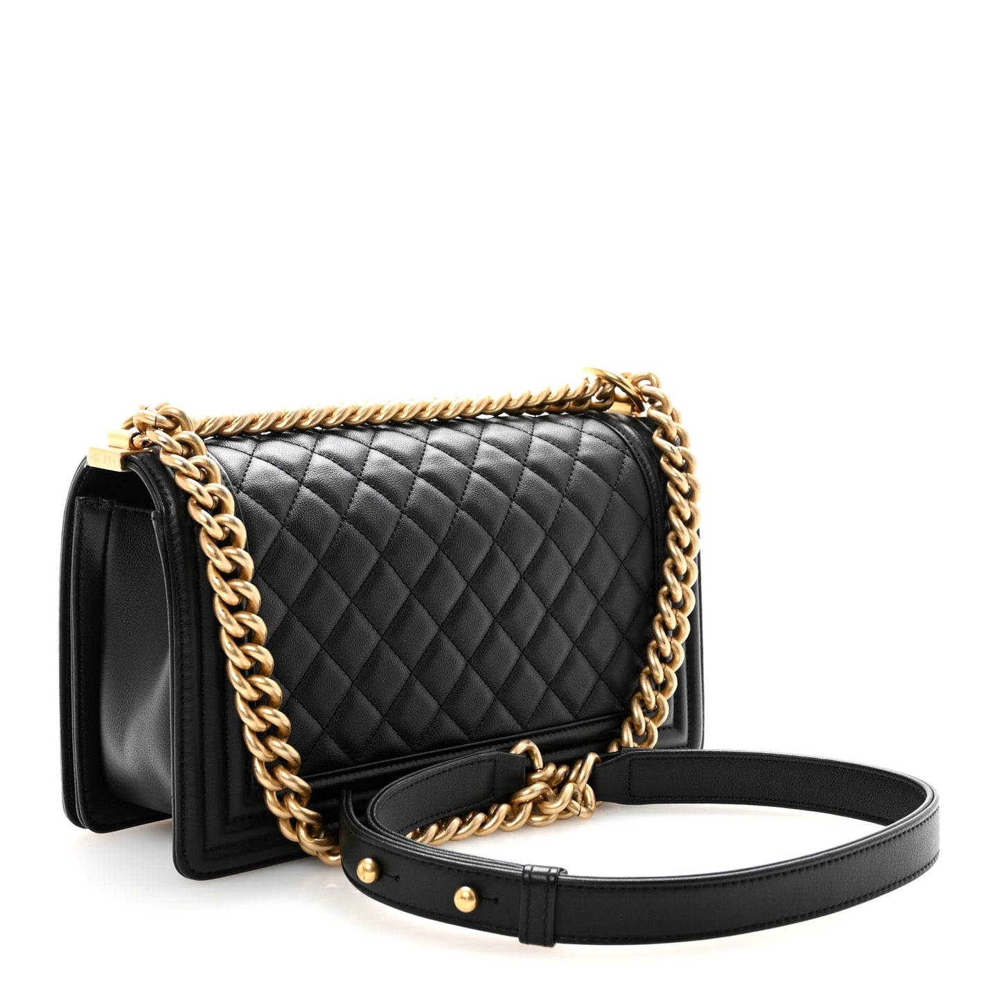 Calfskin Quilted Medium Boy Flap Black