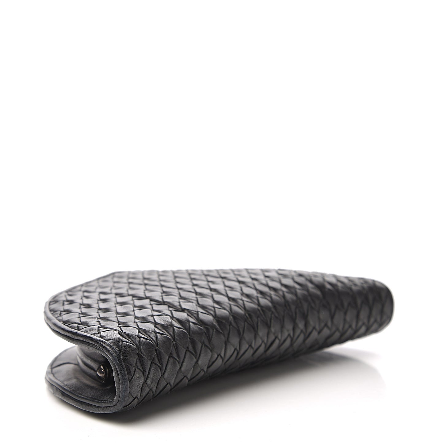 Calfskin Intrecciato Knot Clutch Black