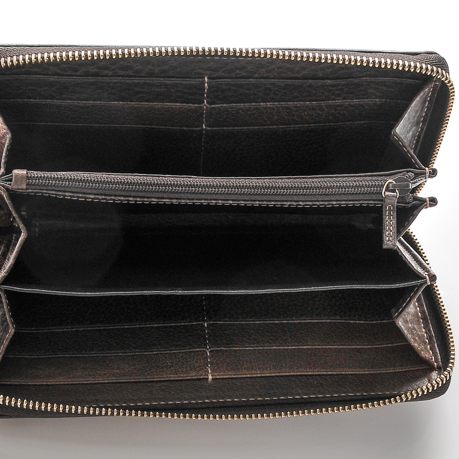 Gucci Monogram Calfskin Bamboo Tassel Zip Around Wallet Beige Ebony Chocolate 5 of 6