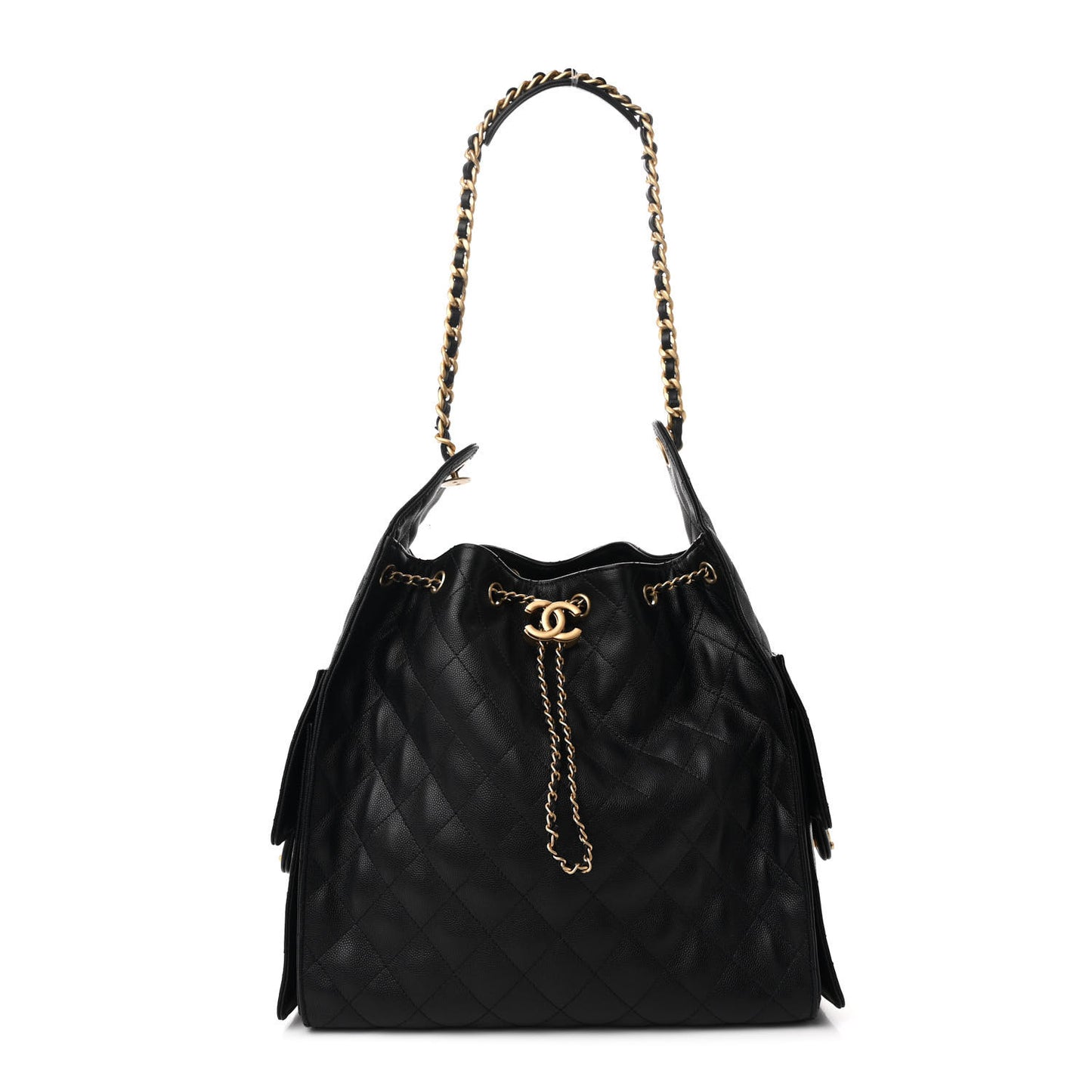 Caviar Quilted Medium Chanel 25 Handbag Black