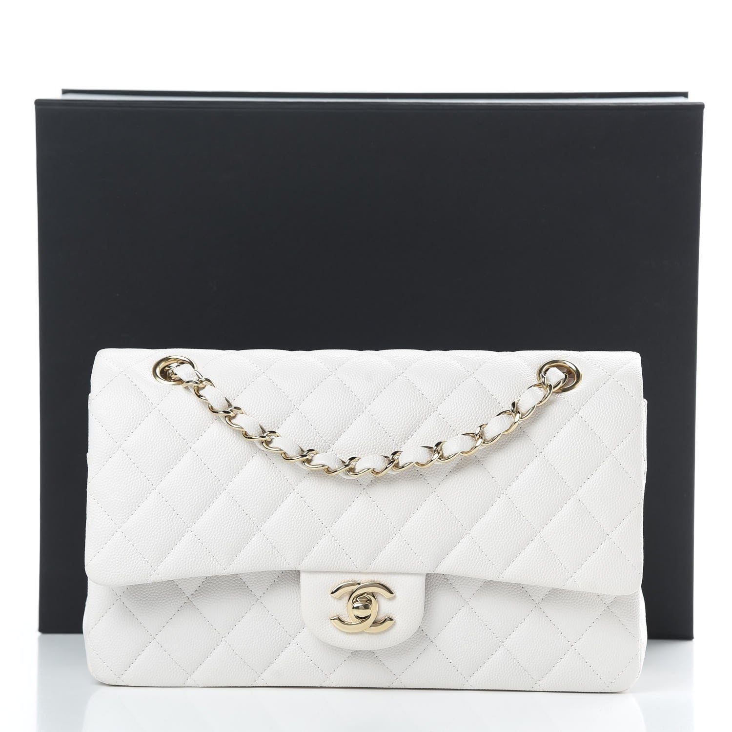 Chanel Caviar Quilted Medium Double Flap White 14 of 14