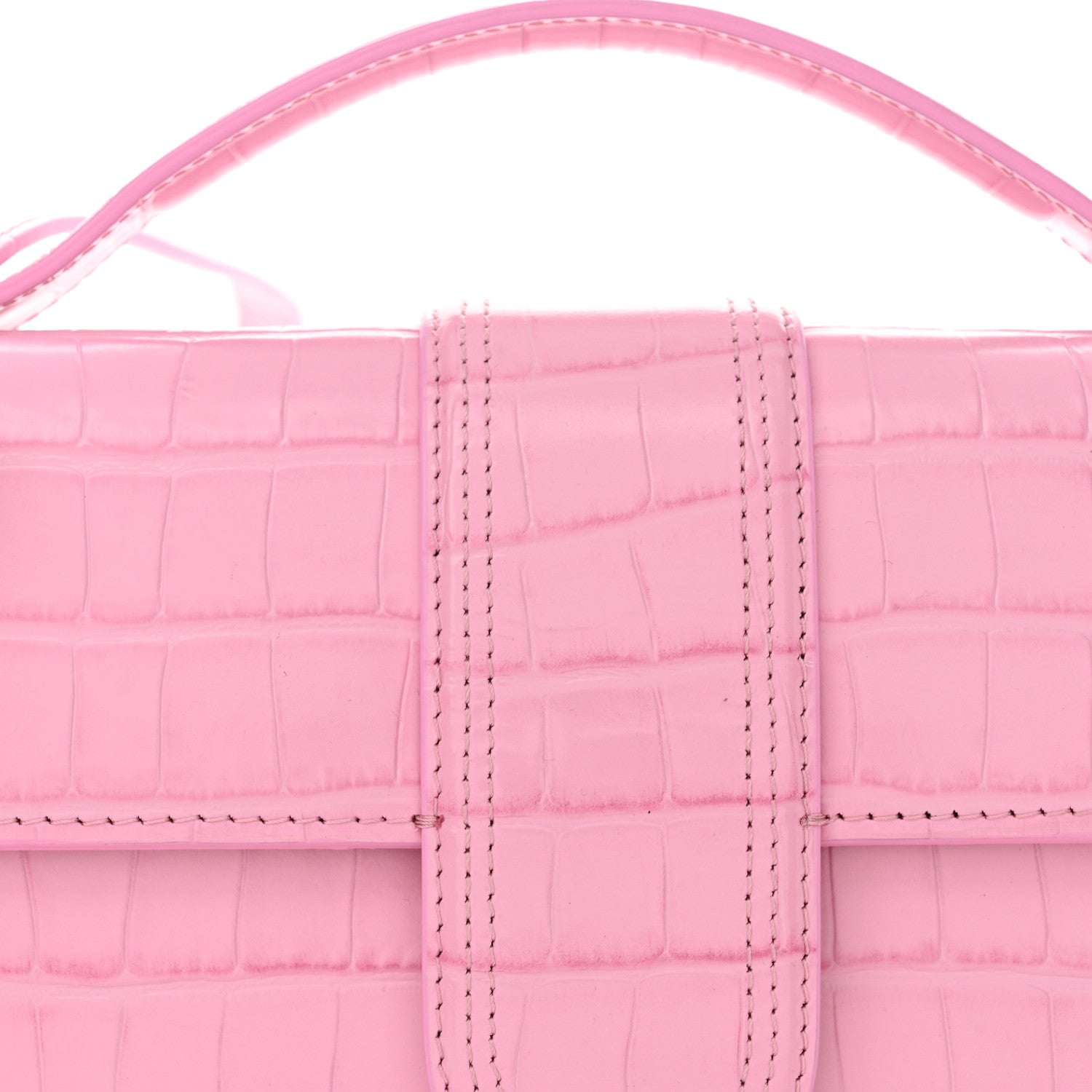 Jacquemus Calfskin Crocodile Embossed Le Grand Bambino Pink 7 of 15