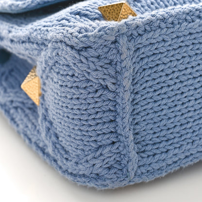 Valentino Garavani Knit Medium Roman Stud Shoulder Bag Niagara 7 of 8