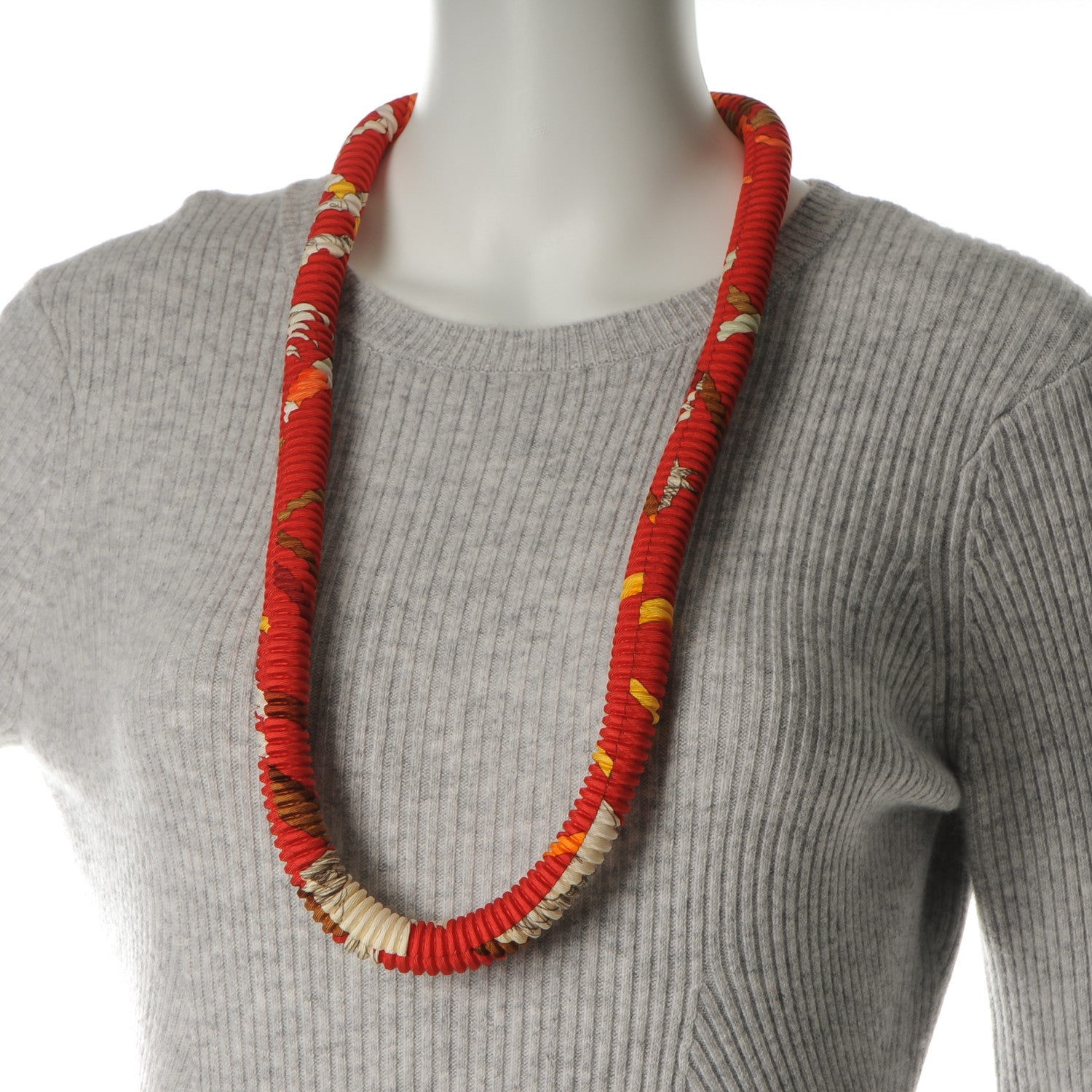 Hermes Silk Collier Plisse En Soie Petit H Pleated Necklace 2 of 5