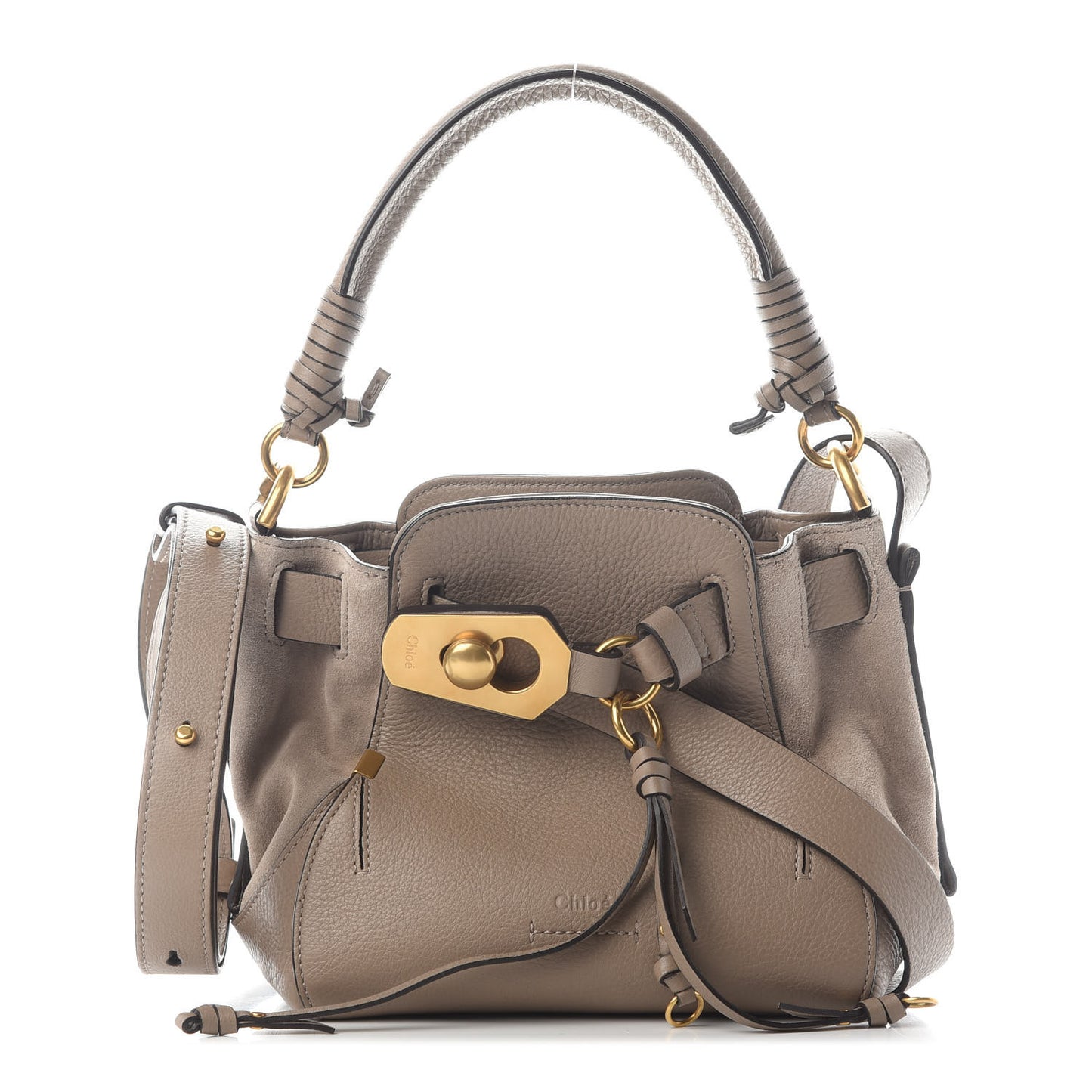 Suede Calfskin Small Owen Bucket Bag Motty Grey