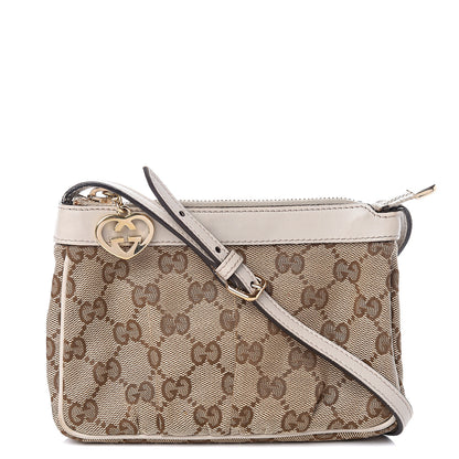 Gucci Monogram GG Heart Charm Crossbody Pochette White 1 of 11
