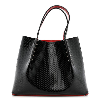 Christian Louboutin Calfskin Snake Embossed Spikes Small Cabarock Black 1 of 11