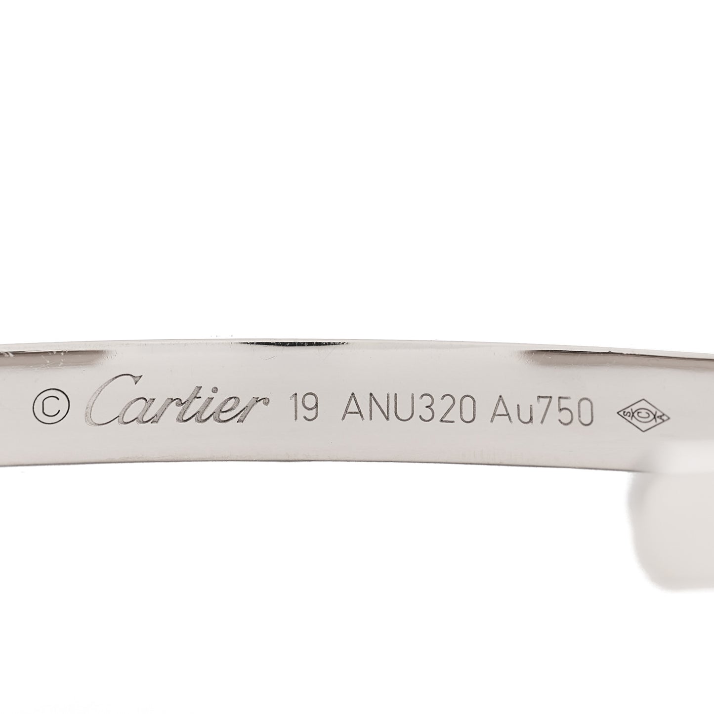18K White Gold LOVE Cuff Bracelet 19