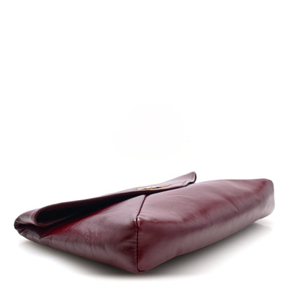 Saint Laurent Lambskin Large Cassandre Envelope Pouch Dark Ruby 4 of 6