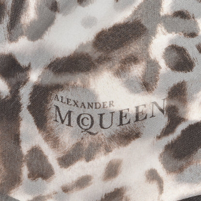 Alexander McQueen Silk Chiffon Animalier Skull Scarf Off White Dark Brown 3 of 4