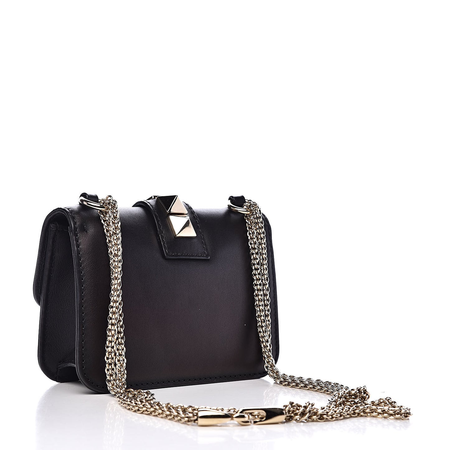 Vitello Mini Glam Lock Rockstud Flap Black