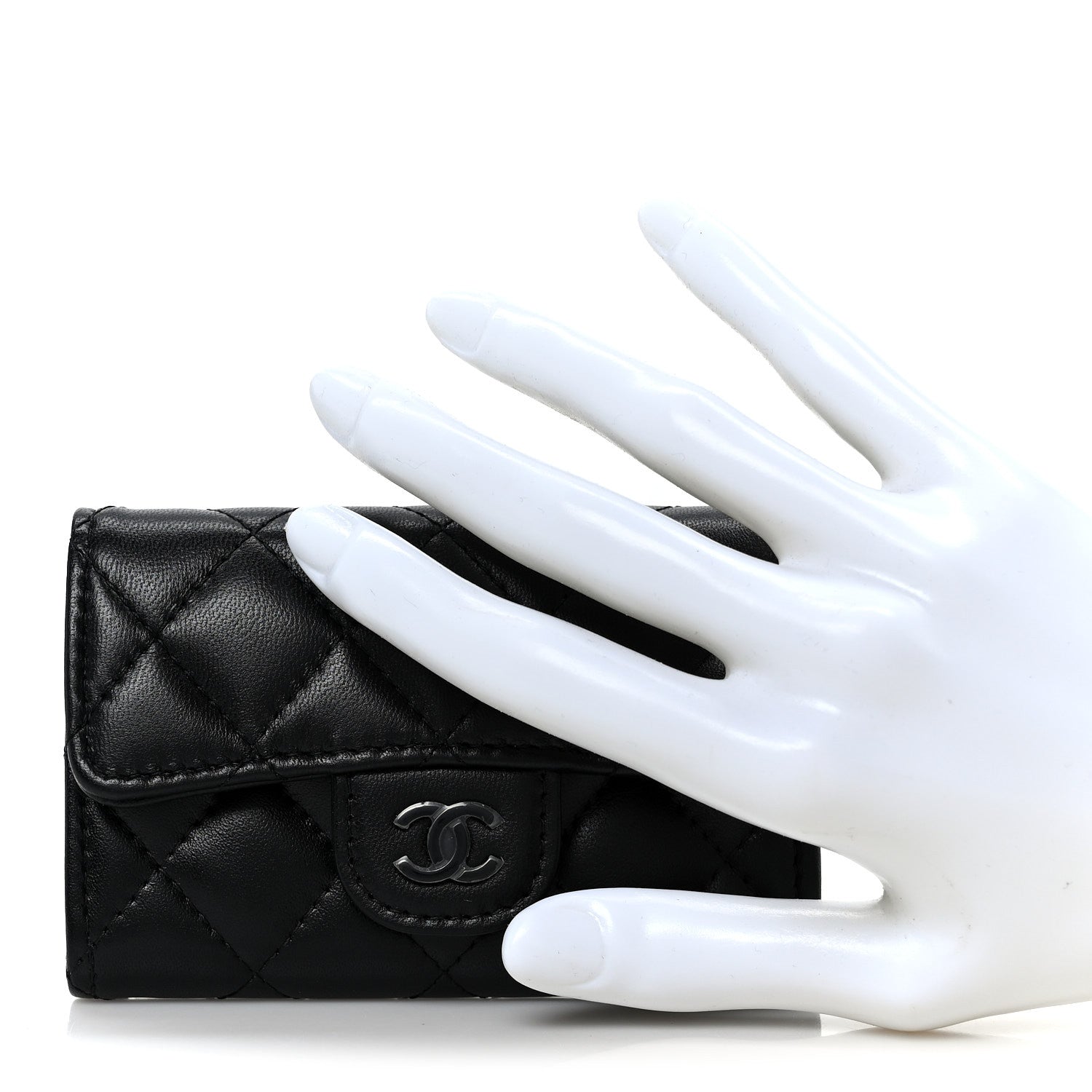 Chanel Lambskin Quilted Flap Card Holder Wallet So Black 2 of 10