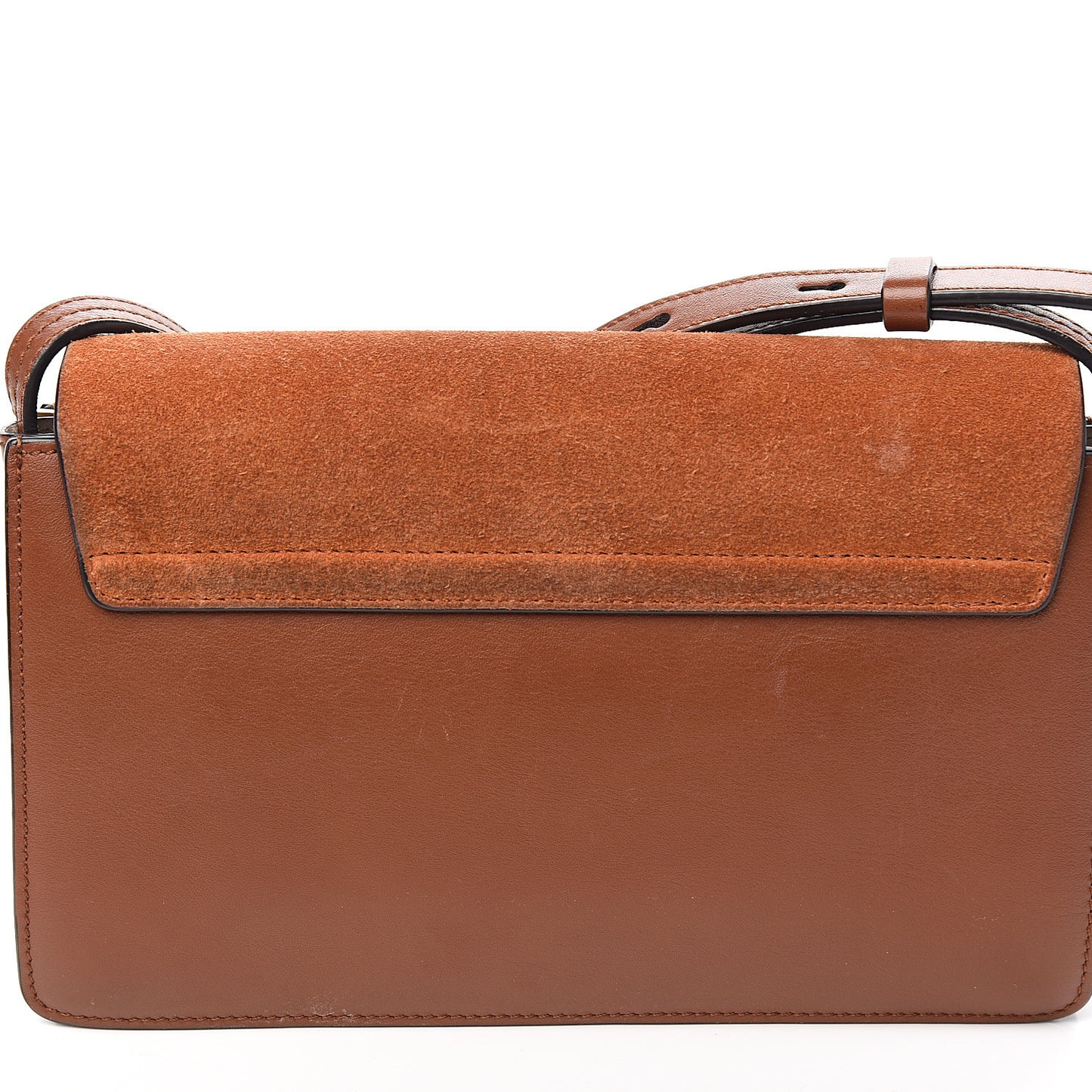 Suede Calfskin Small Faye Shoulder Bag Tobacco