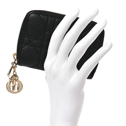 Christian Dior Lambskin Cannage Small Lady Dior Voyageur Coin Purse Black 2 of 10