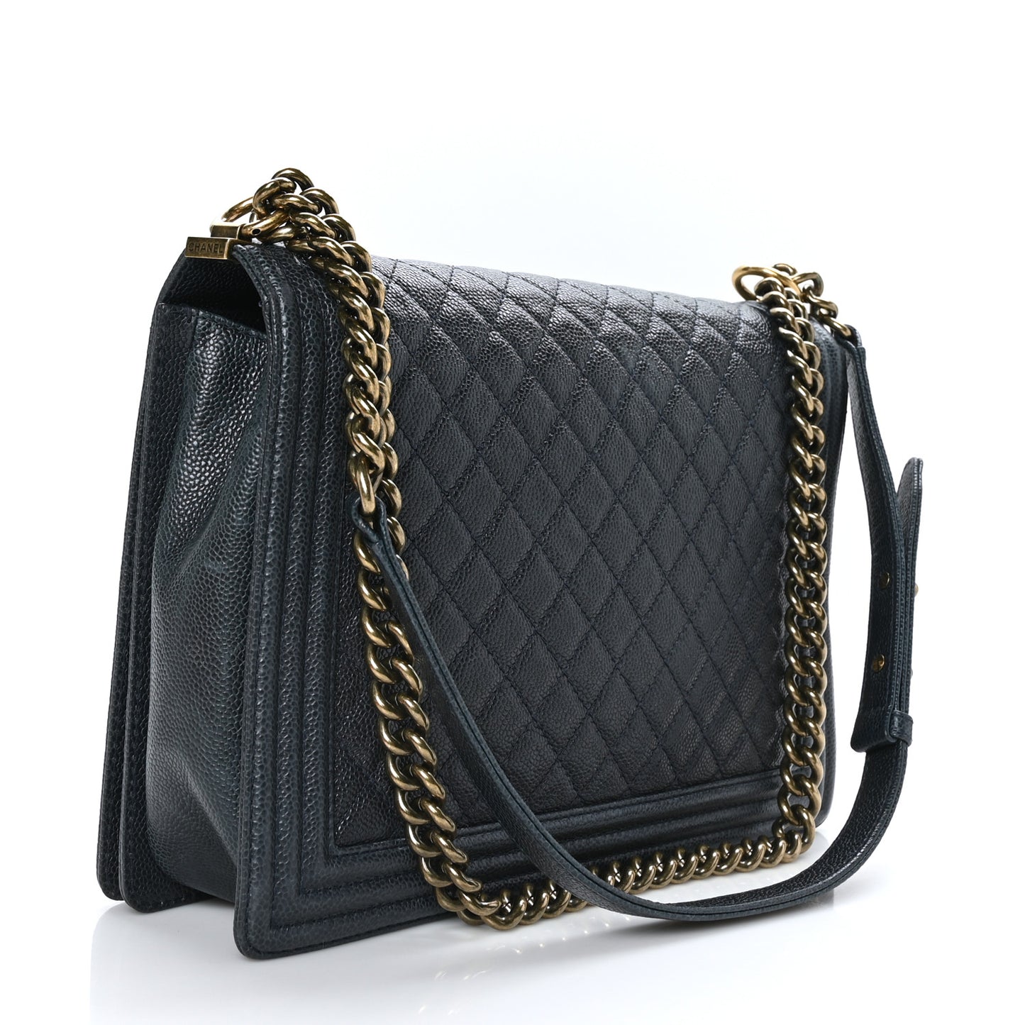 Caviar Quilted Large Boy Flap Blue