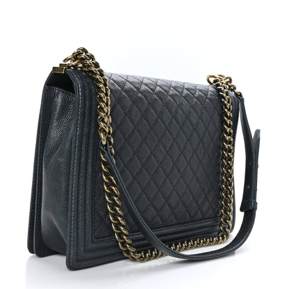 Chanel Caviar Quilted Large Boy Flap Blue 3 of 9