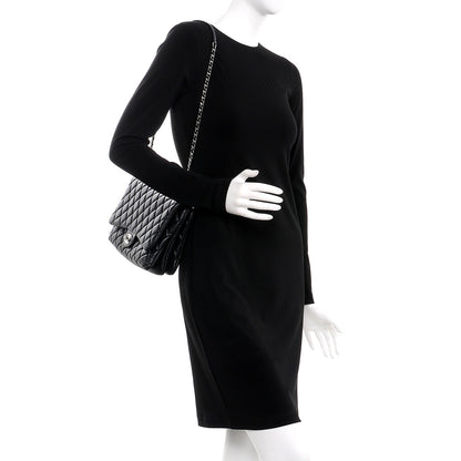 Chanel Lambskin Quilted Jumbo 3 Flap Bag Black 2 of 7