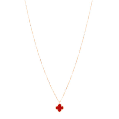 Van Cleef & Arpels 18K Rose Gold Carnelian Sweet Alhambra Pendant Necklace 1 of 5